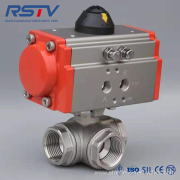 Stainless Steel 3 Way Ball Valve with pneumatic Actuator